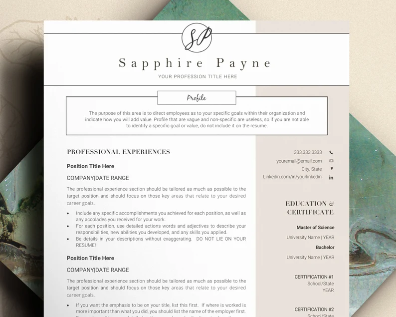 Etsy Resume Template