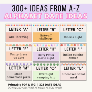 alphabet date idea cards