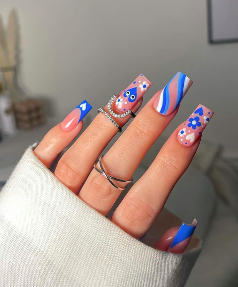 fun blue nails