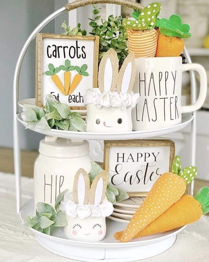 easter tiered tray decor