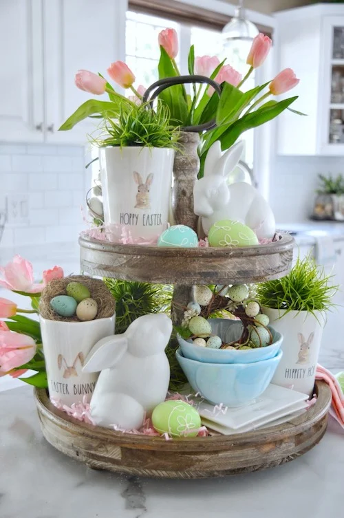 tiered tray easter decorations